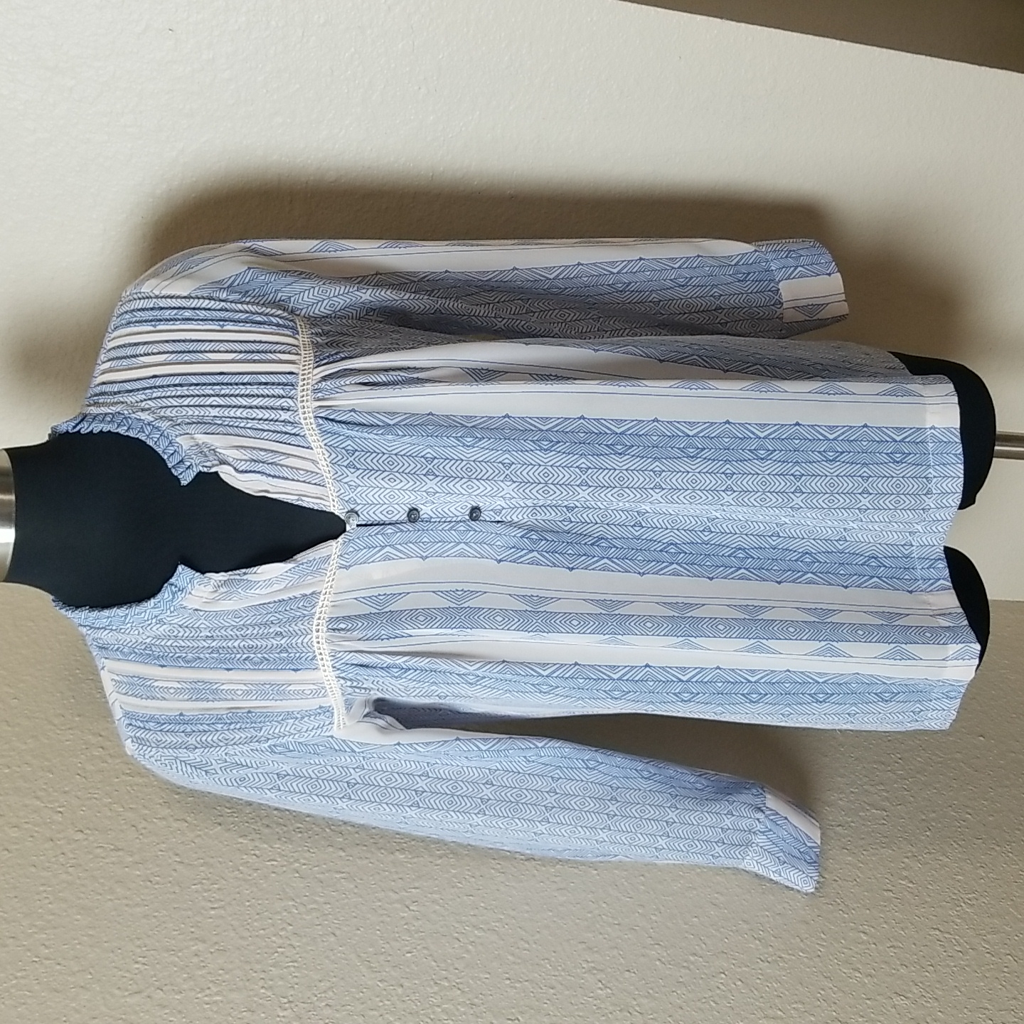 Dolan Blue Print Long Sleeve Blouse